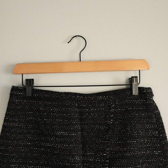 Mango Size 6 Black Speckled Lined Open Front Made in Morocco Mini Fringe Skirt - Picture 3 of 10